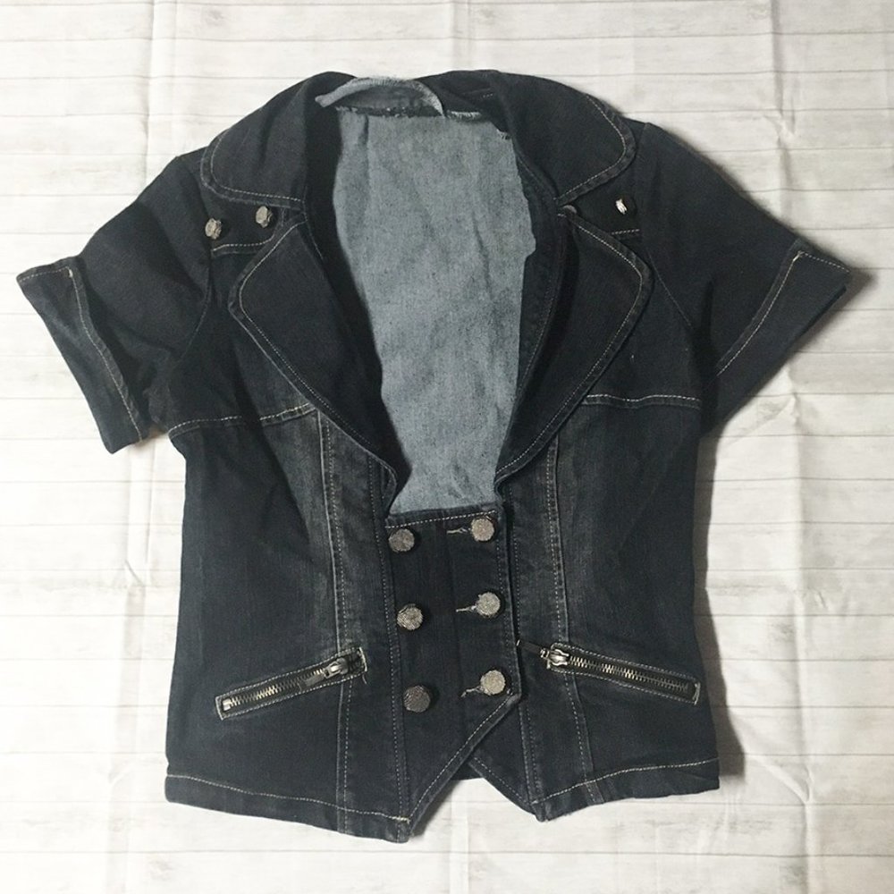 OhYes Denim Punk Blazer Top SZ M